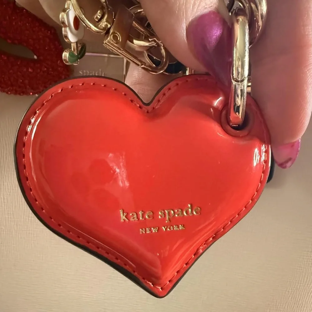Kate Spade Red Heart Keychain, AirTag Charm - New